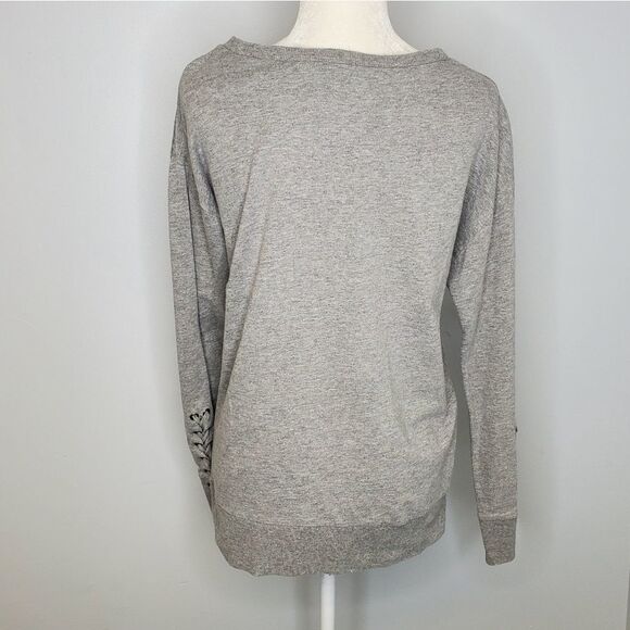 JOE'S JEANS gray sweatshirt Miaya Lace-Up sleeves‎ distressed ASO TV S - Picture 5 of 9